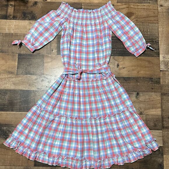 Kate Spade Broome Street Madras Off-Shoulder Dress - Picture 2 of 7